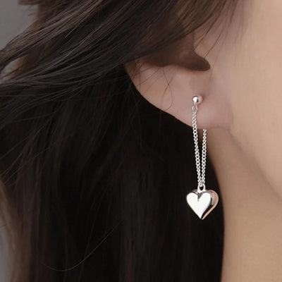 925 Sterling Silver  Earrings For Women Heart Chain Earring Jewelry Prevent Allergy Party Accessories Gift Heart Earrings - MAGUSTA BEAUTY