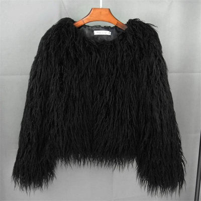 New Autumn Winter Warm Women Faux Fur Coat Loose Black White Pink Plush Coat Female Fur Jacket - MAGUSTA BEAUTY