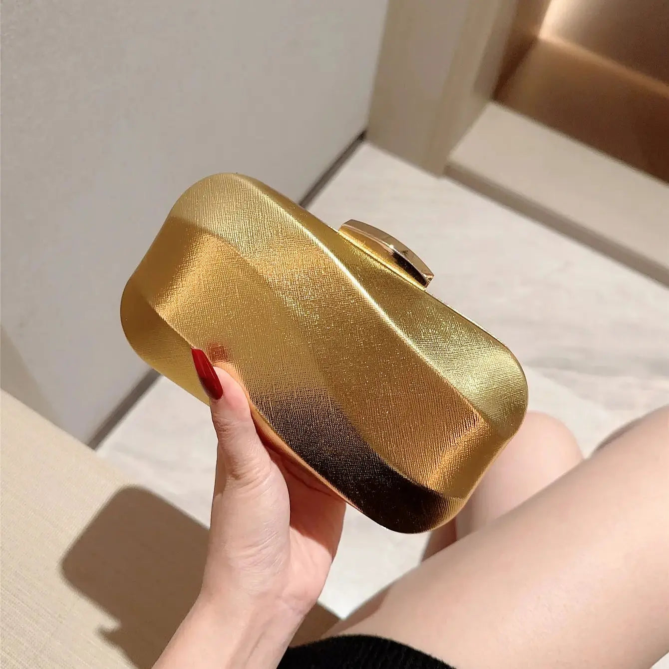 High-End Textured Square Box-Shaped Evening Bag Clutch Bag Chain Bag Banquet Bag Cheongsam Bag Evening Dress Bag Wedding Bag