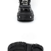 New Punk Style Women Shoes Lace-up Heel Height 6CM Platform Shoes Woman Gothic Ankle Rock Boots Metal Decor Woman Sneakers