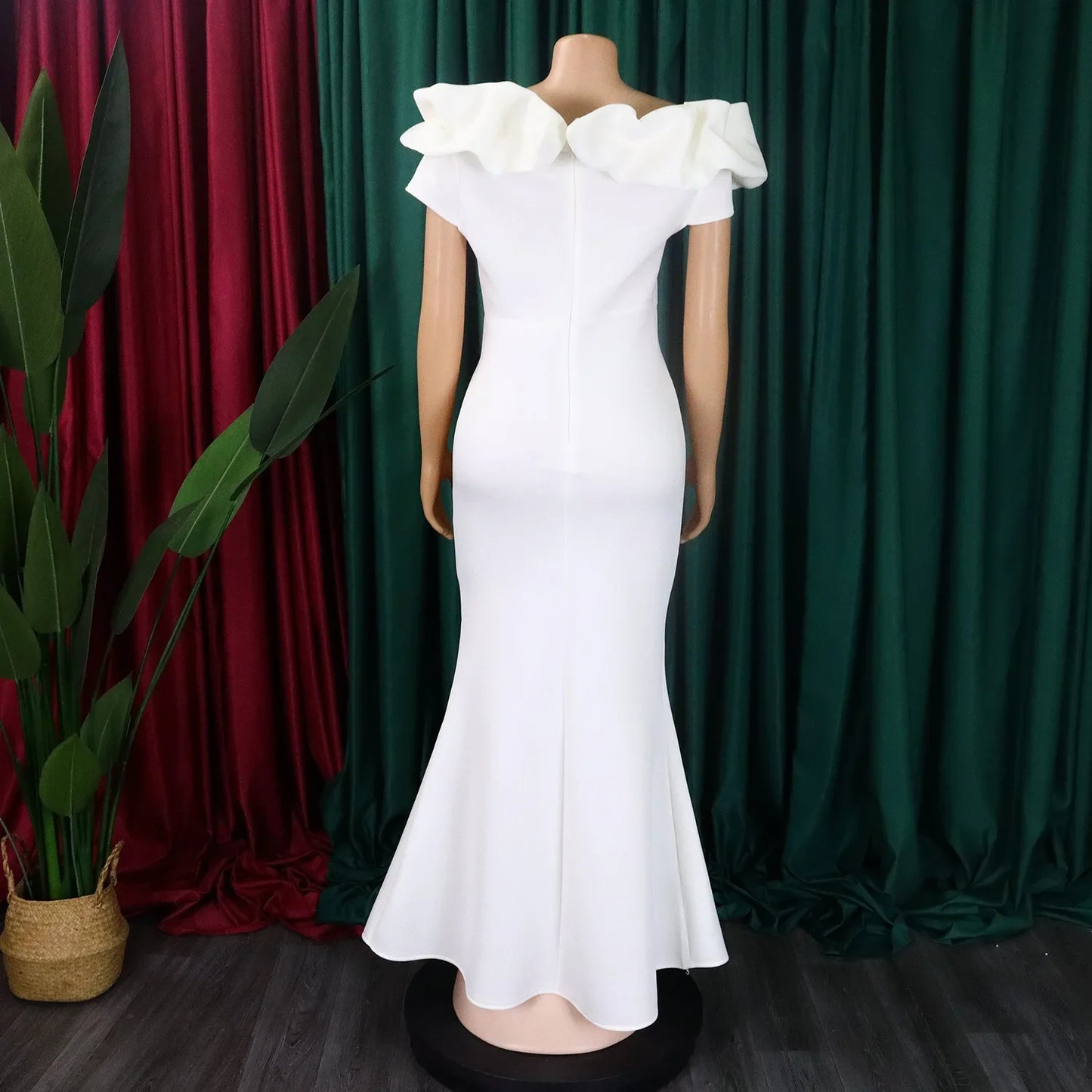 Elegant Long Dresses for Women Off the Shoulder Short Sleeve Mermaid Floor Length Luxury Female Birthday Party Dinner Dress Robe