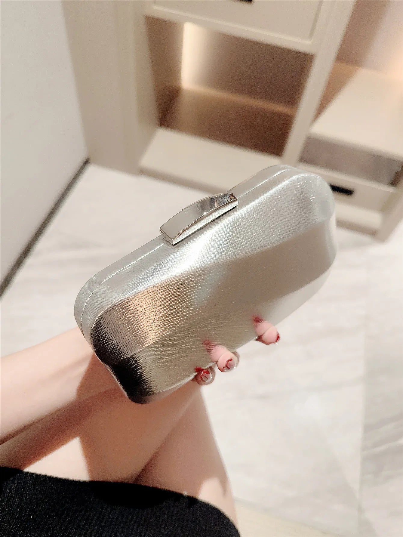 High-End Textured Square Box-Shaped Evening Bag Clutch Bag Chain Bag Banquet Bag Cheongsam Bag Evening Dress Bag Wedding Bag
