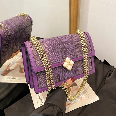 Luxury Purple Women's Single Shoulder Bag Pu Leather Ladies Bag Femme Designer Handbag Purse Flap Messenger Bag Brand Sac A Main