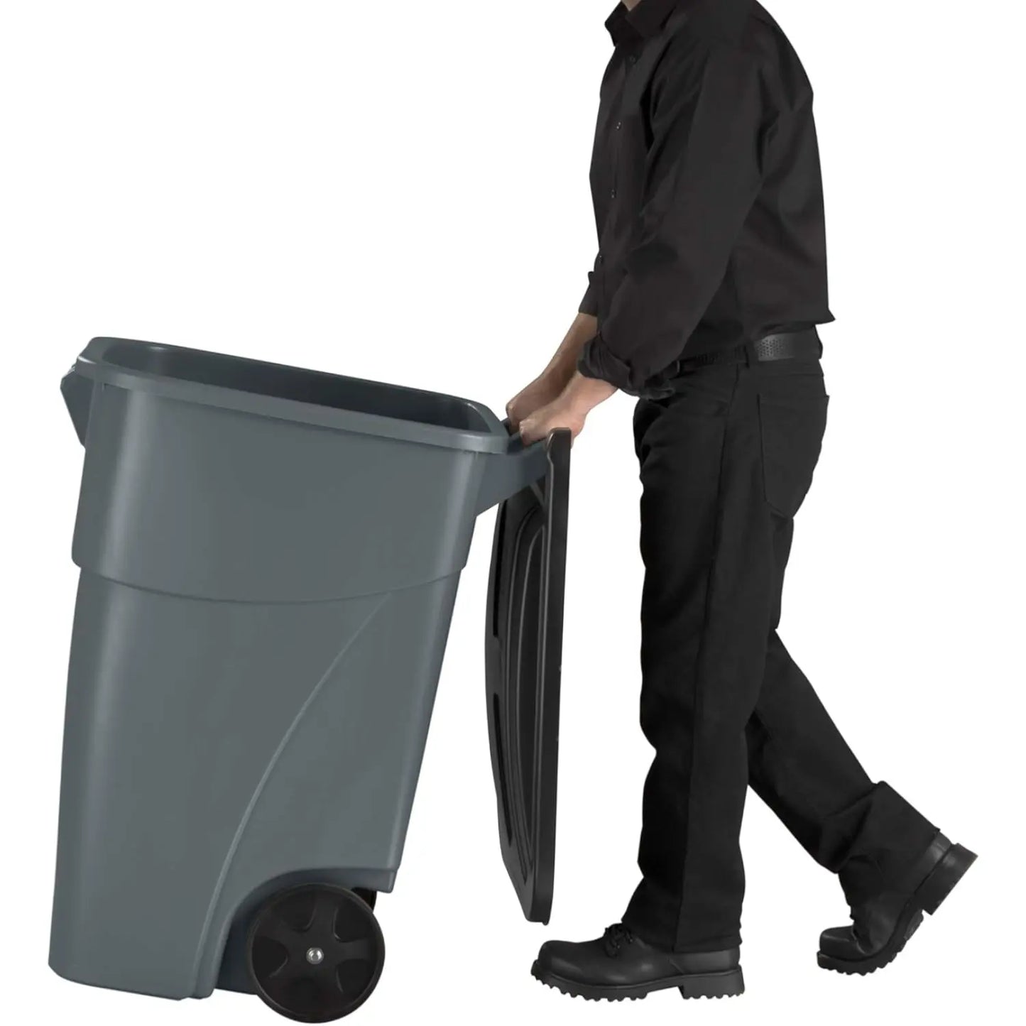 Commercial Products BRUTE Rollout Trash/Garbage CanBin with Wheels 50GAL Blu  for Restaurants Hospitals Offices Back of Hous