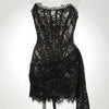 XIAOTANG Elegant Lace Strapless Sexy Mini Dress for Women Fashion Off-shoulder Irregular Ruched Bodycon Night Club Party Dress
