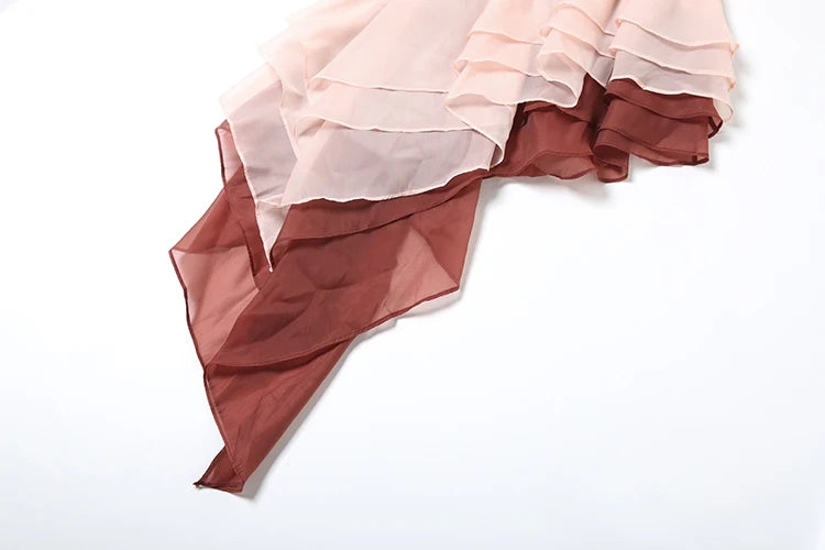 Weird Puss Tierred Tassel Dress Women Backless Sleeveless Halter Gradient Color Lace Pleated Sexy Beach Vacation Party Bodycon