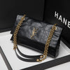 New Xiaoxiangfeng Ling grid chain genuine leather Ling grid bag armpit diagonal cross bag