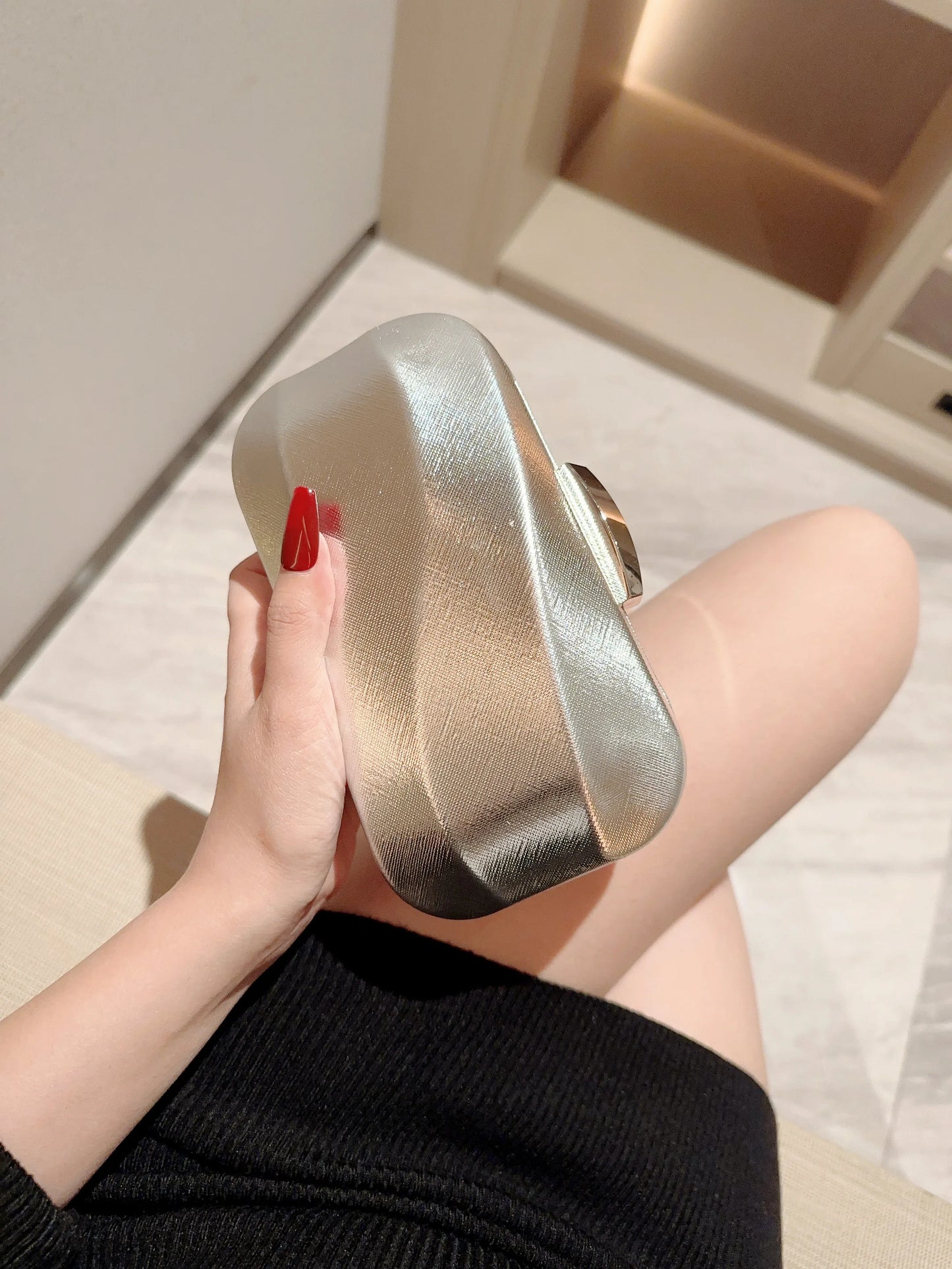 High-End Textured Square Box-Shaped Evening Bag Clutch Bag Chain Bag Banquet Bag Cheongsam Bag Evening Dress Bag Wedding Bag