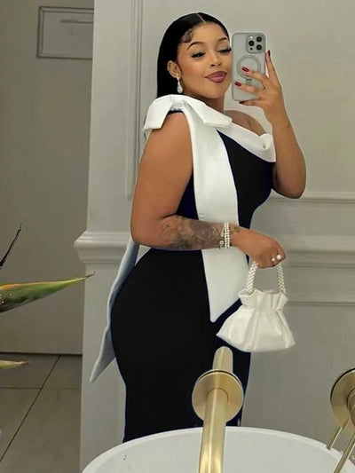 Womens Summer Beautiful Sexy Dresses Mid-length Elegant Lady Dress Highi Waist Knitted One-piece Dress Wholesale Dropshipping