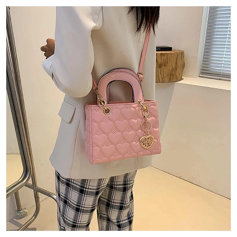 Red Love Patent Leather Bright Surface Handbag High-end Design Sense Wedding Bag Women's New Fashion All-matching Crossbody Bag