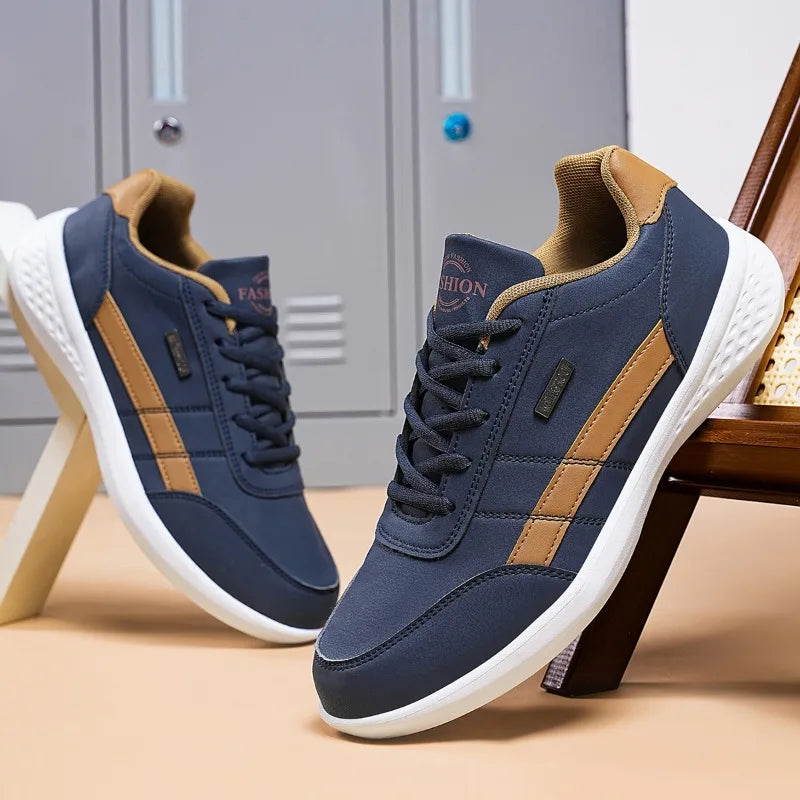 NKLSA New Men's Shoes Spring Autumn Waterproof Walking Sneakers Casual Men Leather Sneakers Non-Slip Shoes Mens Tennis Shoes