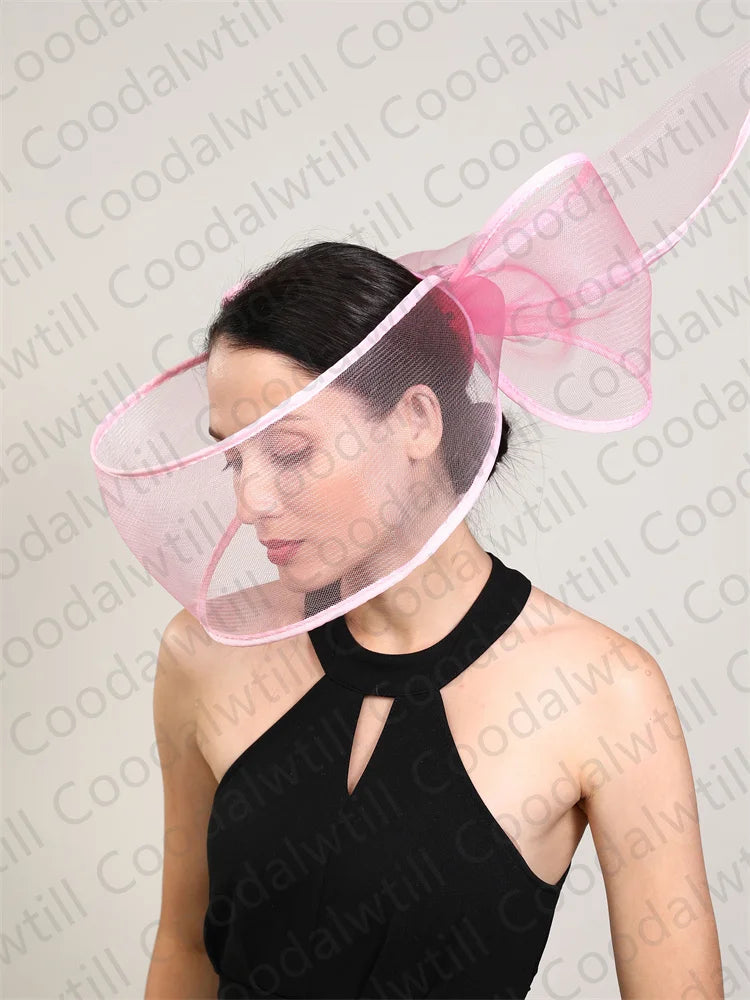 White Net Wedding Fascinator Elegant Hat Women Kentucky Derby Race Headpiece Fashion Party Mesh Chapeau Cap For Ladies Event
