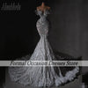 Luxury Lace Wedding Dresses Crystal Pearls See Through Princess Bridal Gowns Arabic Dubai Bata Novia Customized