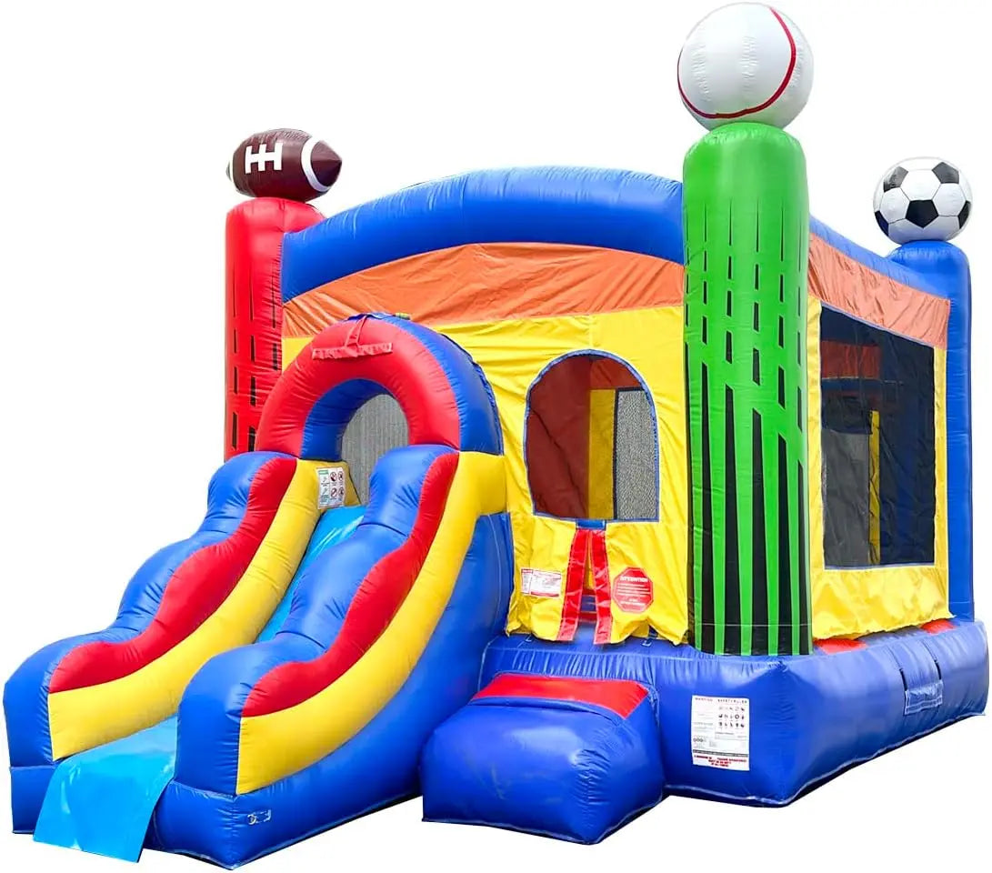 Playhouse.Pogo Inflatable Bounce House with Inflatable Water Slide for Kids,Backyard Commercial Castle Outdoor Playhouse Bouncer