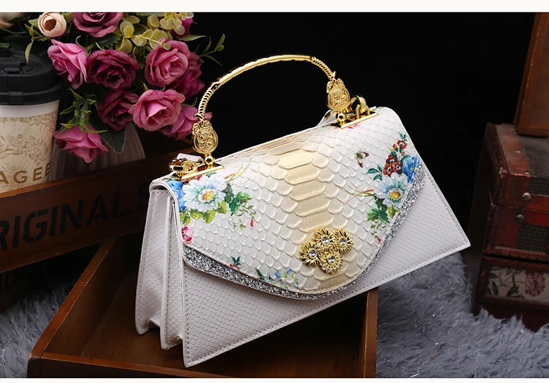 Leather Women's Bag 2025 New Fashion Snake-print Cowhide Small Handbags Shoulder Crossbody Bags Lady Party Messenger Shell Bags