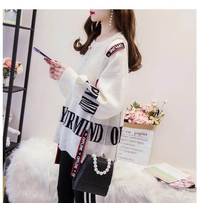 Round Neck Loose Knit Sweater for Women's 2023 Spring and Autumn Korean Version New Fashionable Casual Women's Top