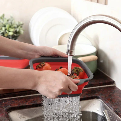 1Pcs Silicone Plastic Square Fruit Vegetable Colanders Washing Basket Foldable Colanders Strainers Kitchen Gardgets Accessories