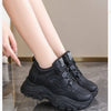 Women's Sneakers 2025 Spring Lace-Up Thick Bottom Vulcanize Shoes Woman Pu Leather Breathable White Black Sports Shoes Ladies
