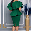 CM.YAYA Women Short Sleeve V-neck Belt High Waist Midi Dress 2025 Summer Africa OL Work Evening Sexy Party Dresses Vestidos