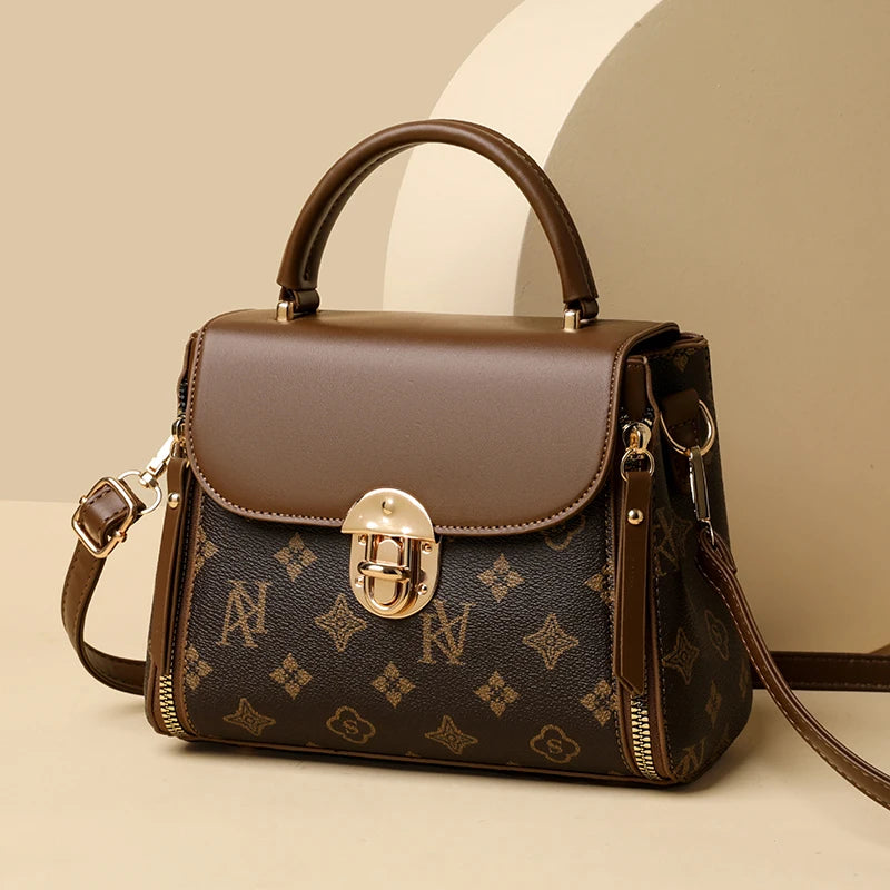 Bags for Women, Printed Fashionable Hand-Held Locks, Commuting Small Square Bag, Fashionable and Versatile Shoulder Crossbody Ba