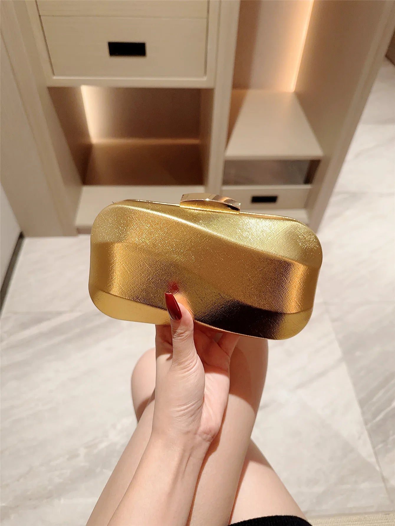 High-End Textured Square Box-Shaped Evening Bag Clutch Bag Chain Bag Banquet Bag Cheongsam Bag Evening Dress Bag Wedding Bag