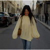 Solid Ruffles Full Sleeve Chiffon Shirt Women Casual Loose V Neck Long Sleeves Street Blouses 2025 Spring Summer Holiday Tops