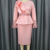 Church Dresses for Women Elegant Ruffles Long Flare Sleeves Sequined Party Bodycon Peplum Classy Occasion African Wedding Guest