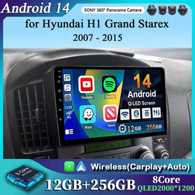 Android 14 Carplay Auto Car Radio for Hyundai H1 Grand Starex 2007 2008 2009 2010 2011-2015 Multimedia Video Player GPS Stereo