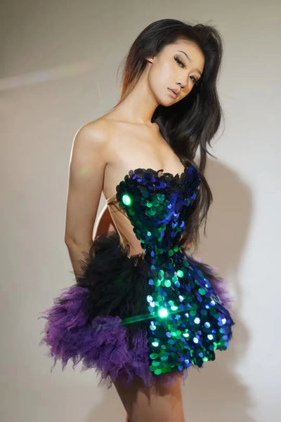Heavy Industry Diamond Skincare DressEvent Party Performance Nightclub StageD] Singer Model G0G0 sexyPerformance Dress