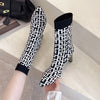 2022 New Winter Women's Shoes Knitted Mid-calf Socks Boots Pointed Toe Stiletto Elastic Designer Women's Boots 35-40