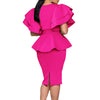 CM.YAYA Women Short Sleeve V-neck Belt High Waist Midi Dress 2025 Summer Africa OL Work Evening Sexy Party Dresses Vestidos