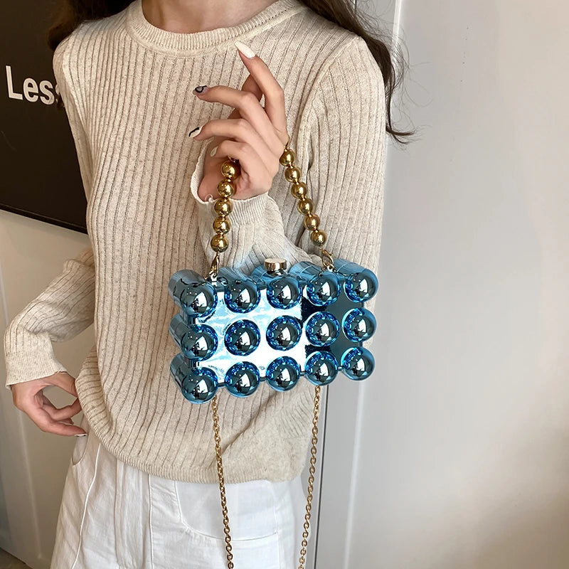 Acrylic Clutch Purse For Women Bubble Crossbody Purse Detachable Strap Square Handbag Wedding Prom Party Leisure Shopping Bag