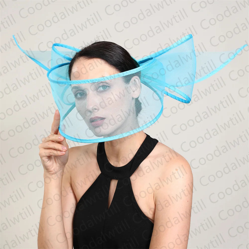 White Net Wedding Fascinator Elegant Hat Women Kentucky Derby Race Headpiece Fashion Party Mesh Chapeau Cap For Ladies Event