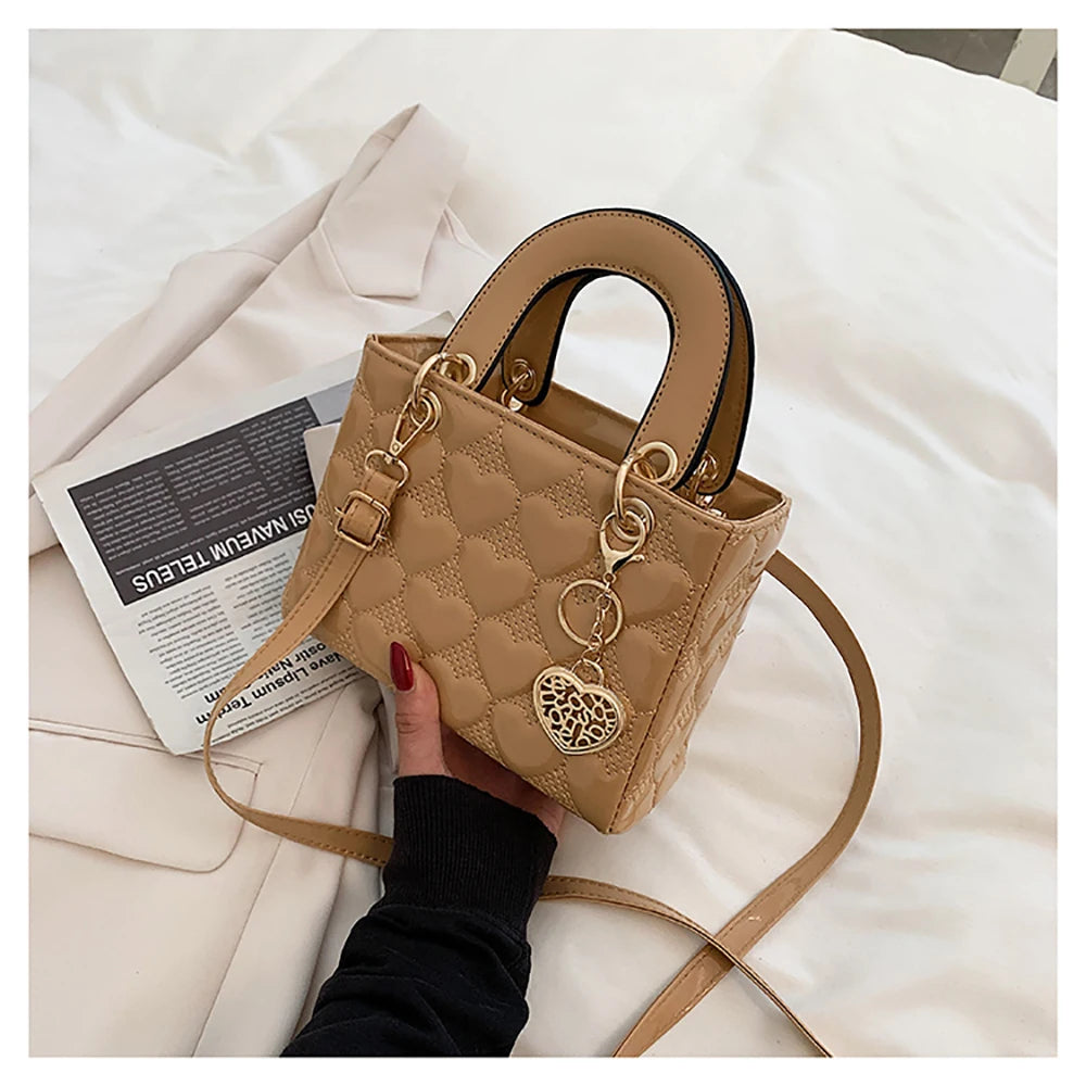 Red Love Patent Leather Bright Surface Handbag High-end Design Sense Wedding Bag Women's New Fashion All-matching Crossbody Bag