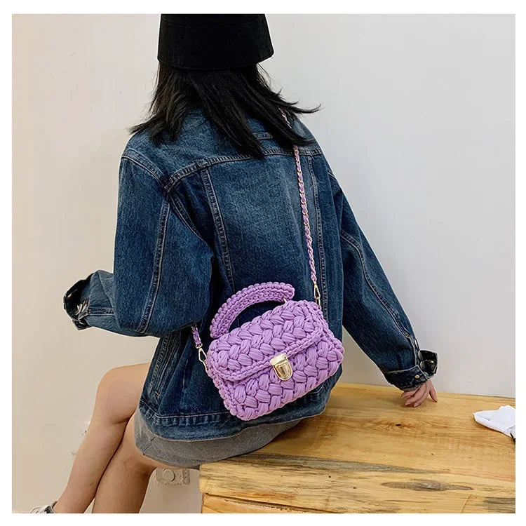 DIY Knitted Handbag Wallet Fashion Rope Woven Ladies Handbag Designer Casual Chain Shoulder Messenger Bag
