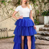 Women Tiered Short Skirts Fluffy Tulle Multi-layer High-Low Petticoat A Line Elastic Waist Underskirt Carnival Party Tutu Skirts