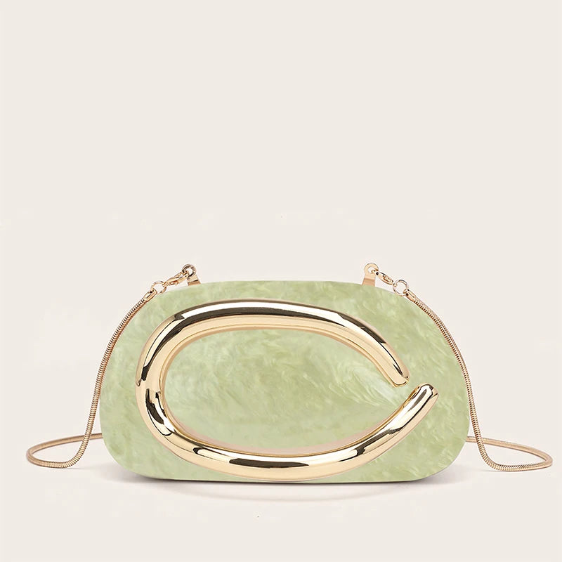 Women Acrylic Clutch Box Handbag Metal Handle Evening Bag Trendy Ladies Shoulder Crossbody Purse for Wedding Prom Cocktail Party