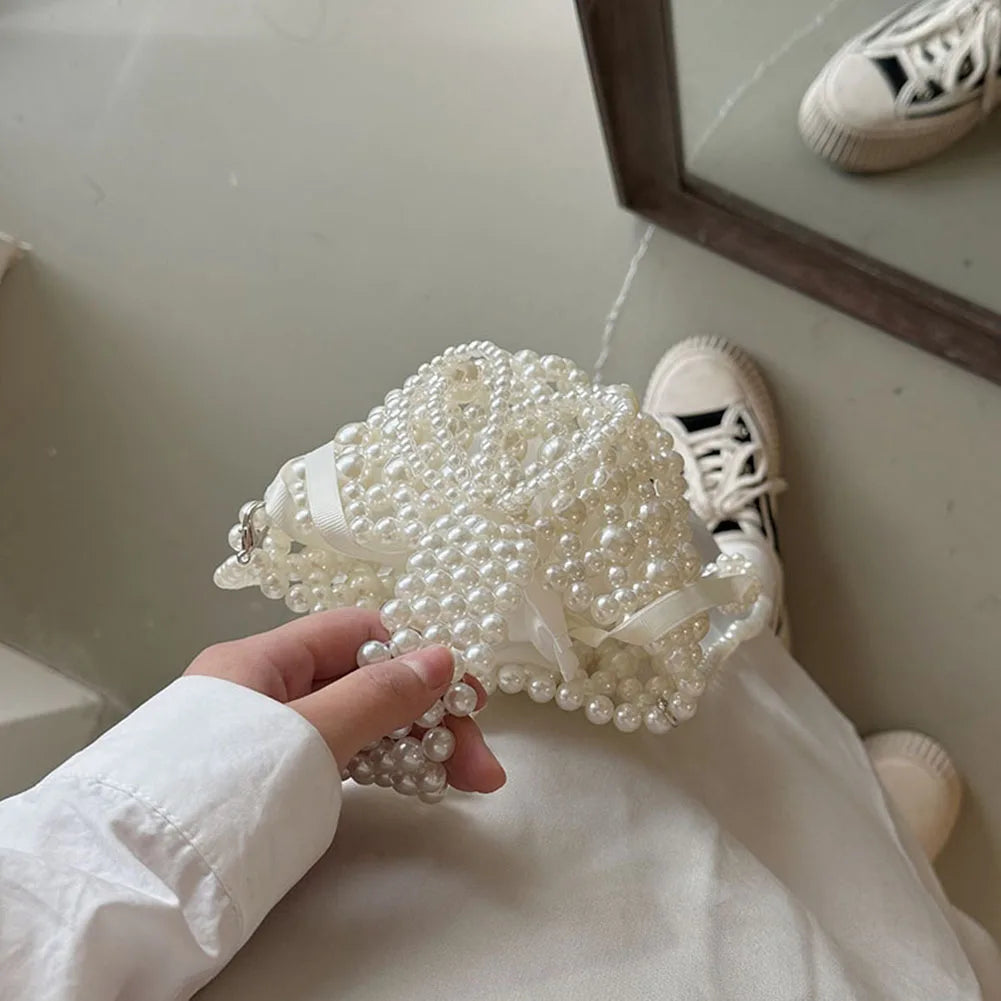 Mini Pearl Bag Luxury Women’s Handheld Bead Bag Purses Fashion Banquet Party Shoulder Bag Pearl Beaded Clutch Purse Mini Bags