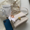 Bow Decor Lightweight Flap Bag, Business Casual Mini Women's Shoulder Bag Skinny Scarf Decor Square Bag For Teen Girls Women