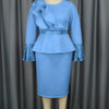 Church Dresses for Women Elegant Ruffles Long Flare Sleeves Sequined Party Bodycon Peplum Classy Occasion African Wedding Guest