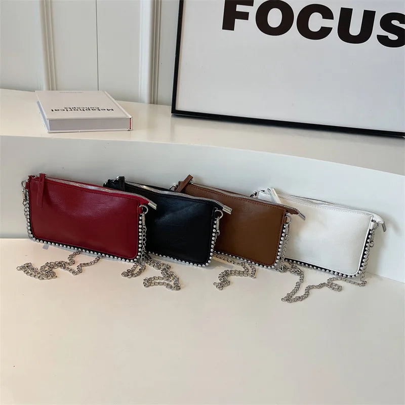 Solid color Design Crossbody Bags For Women Fashion Chain Mobile Phone Purses Fashion Shoulder Messenger Bag Sac A Main Female