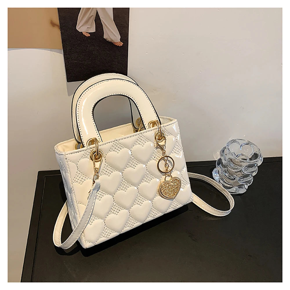 Red Love Patent Leather Bright Surface Handbag High-end Design Sense Wedding Bag Women's New Fashion All-matching Crossbody Bag