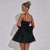 Fantoye Glitter Bright Silk Sparkling Bow Women Dress Apricot Spaghetti Strap Mini Dress Female Spring Slim Elegant Party Dress
