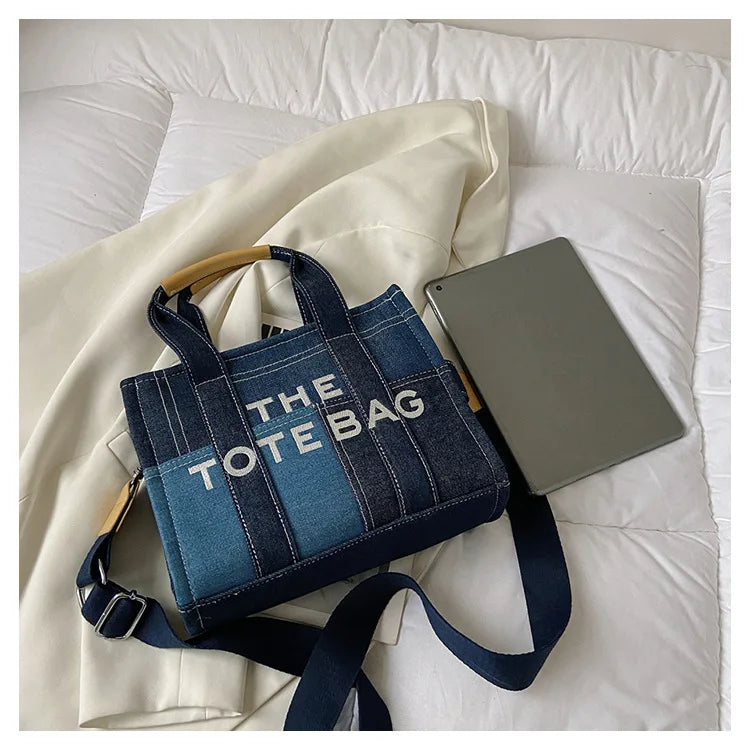 New Fashion Women's Tote Bag Trend Brand Denim Embroidery Crossbody Bag Classic Elegant Shoulder Bag Designer Luxury Handbag