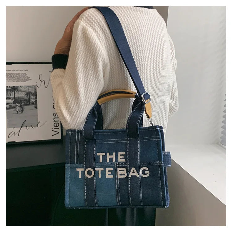 New Fashion Women's Tote Bag Trend Brand Denim Embroidery Crossbody Bag Classic Elegant Shoulder Bag Designer Luxury Handbag