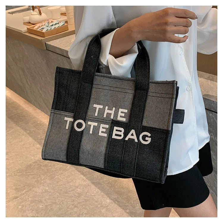 New Fashion Women's Tote Bag Trend Brand Denim Embroidery Crossbody Bag Classic Elegant Shoulder Bag Designer Luxury Handbag
