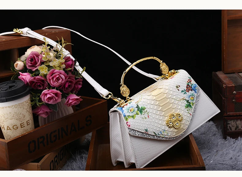Leather Women's Bag 2025 New Fashion Snake-print Cowhide Small Handbags Shoulder Crossbody Bags Lady Party Messenger Shell Bags