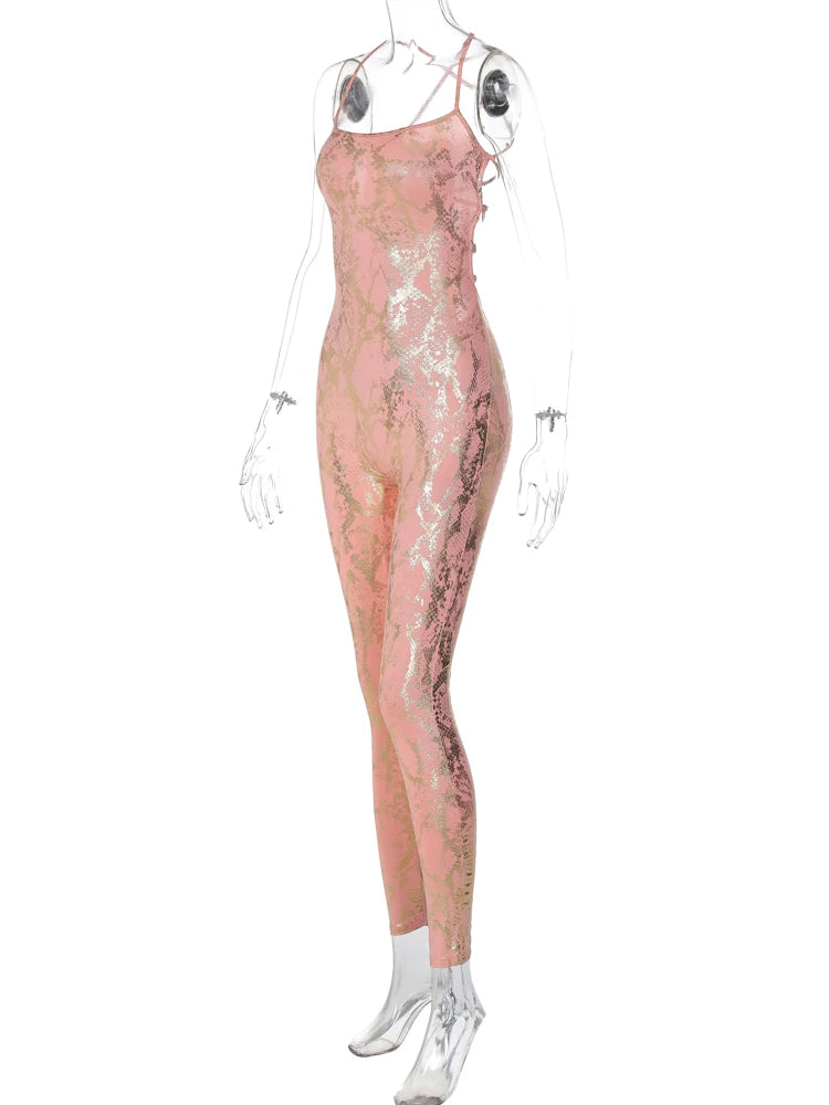 Dulzura Jumpsuit Backless Cross Straps Sexy Shinning Vocation 2024 Spring Summer For Women'S Clothing Party Clubwear