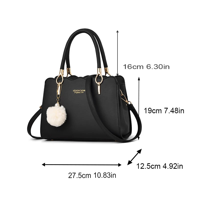 New Fashion Middle Aged Mom Shoulder Crossbody Bag Large Capacity Women's Handbag with Pendant
