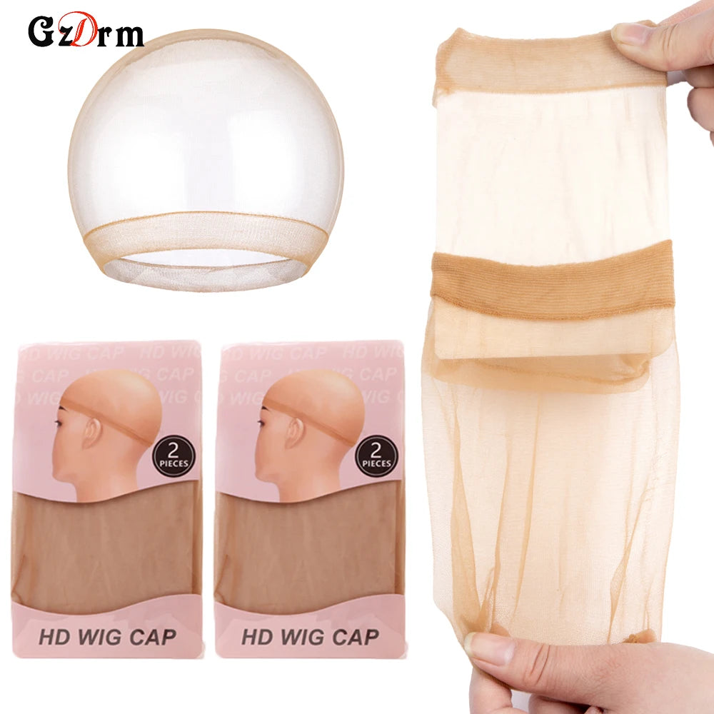 Wholesale HD Wig Caps High Quality Transparent HD Hair Nets Weave Nylon Stretchy Lace Front Wig Cap for Women Men Light Brown